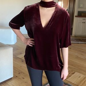 theory velvet red top